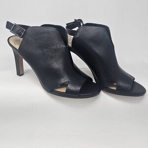 Vince Camuto Nerany Black Leather peep Toe slingback High Heel Shoes